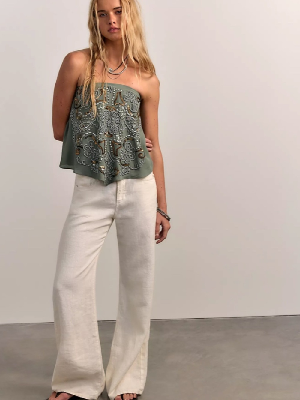 NWT Free People Julia Embellished Tube Top Size: Large